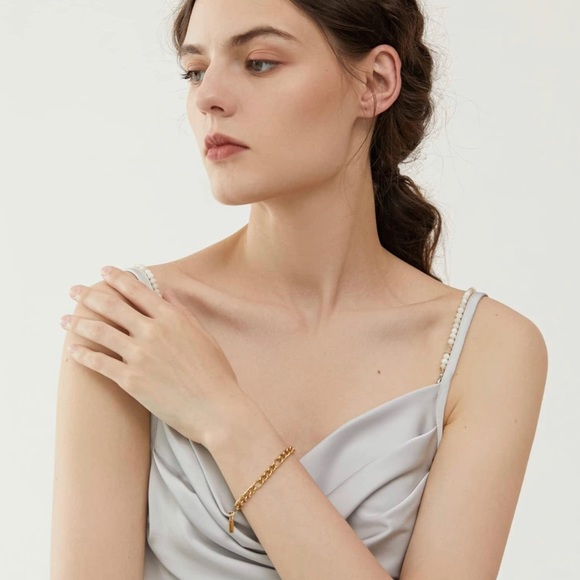 Women 14K Gold Plated Bracelet Adjustable Stainless Steel Link - Picture 4 of 7